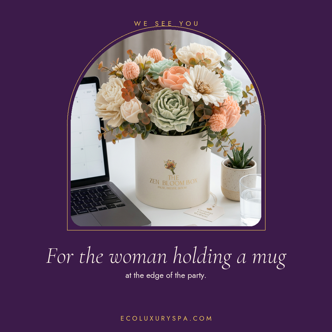 For the woman holding a mug at the edge of the party