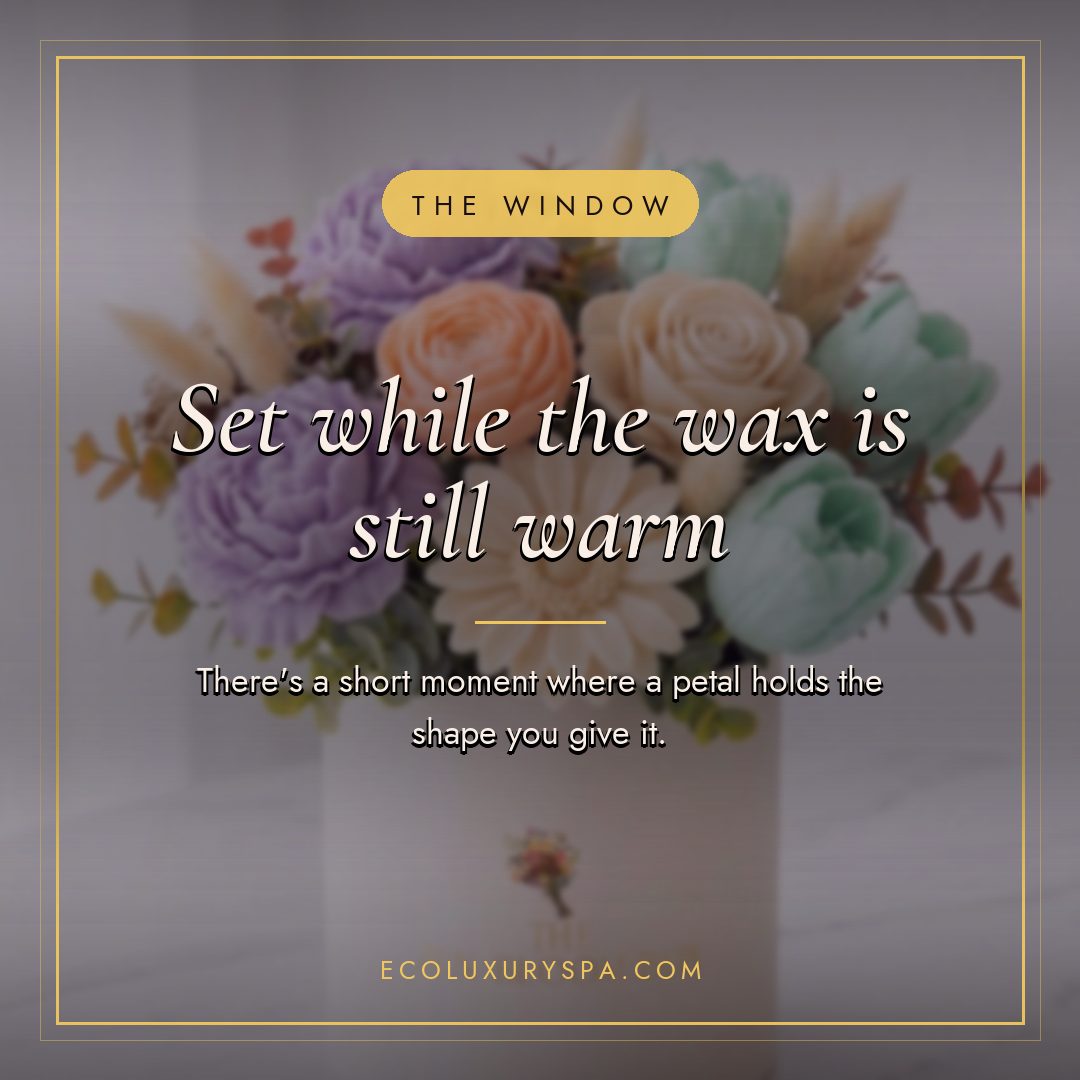 Each petal is set while the wax is still warm